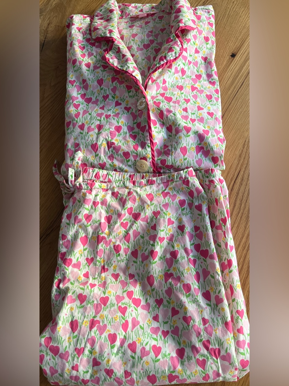 LILLY PULITZER “LOVE YOU TOO MUCH” PAJAMA SET, SIZE L. - Picture 12 of 16